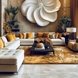 Opulent Gold-Toned Sofa Set
